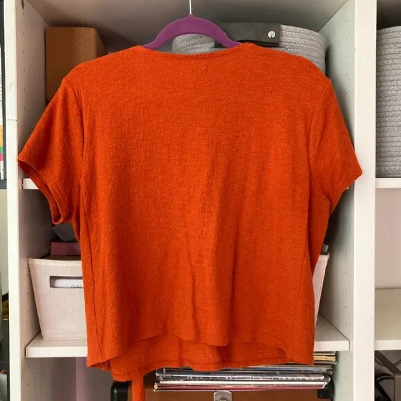 Madewell Orange Wrap Crop Top 100% Cotton L - Picture 4 of 6